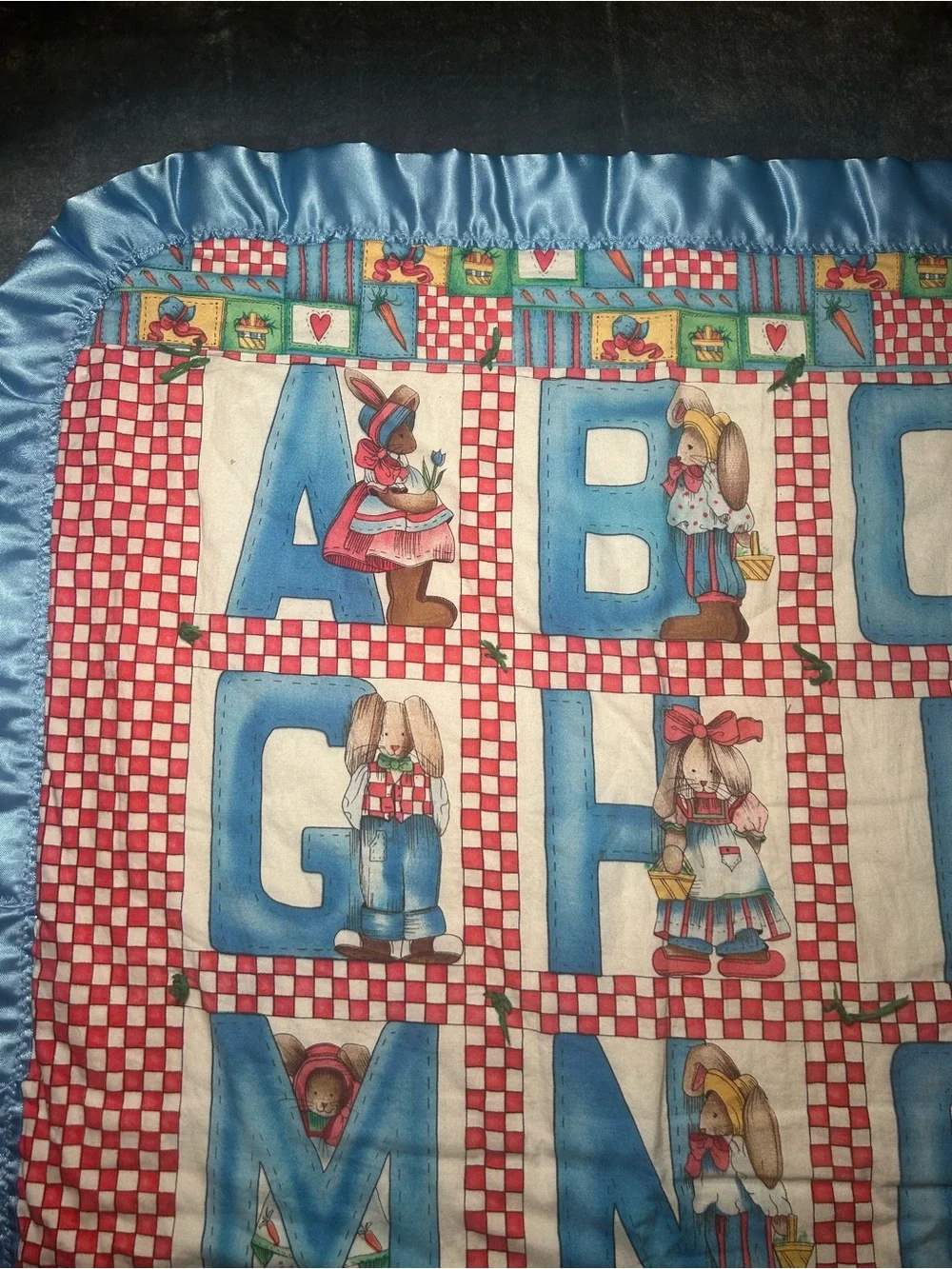 Vintage Daisy Kingdon Children's Alphabet Quilt Peter Rabbit Nursery Baby Flopsy